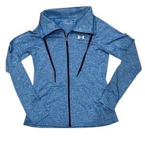 Under Armour Womens HeatGear Full Zip Jacket Blue Space Dye Funnel Neck Small A6